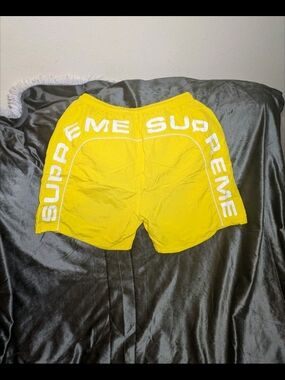 Supreme Yellow Logo Swim Shorts